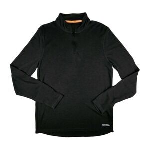 Omni-Wool Shirt Mens XL Black Wool Blend Quarter Zip Long Sleeve Thumb Holes